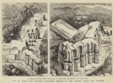 Ancienne cathédrale Saint-Paul, les vestiges récemment découverts de la salle capitulaire et des cloîtres - Henry William Brewer